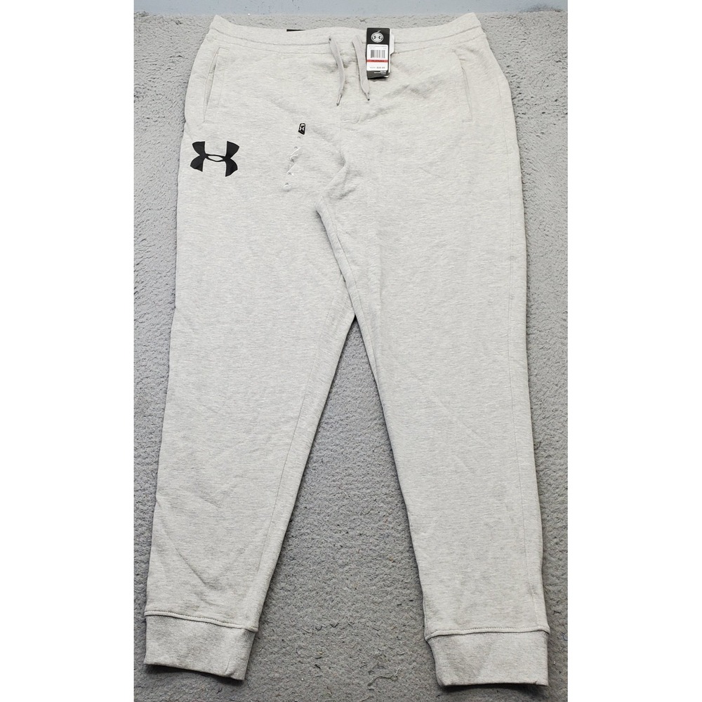 Under Armour Jogger Pants Men 2XL Gray Fleece Lined Tapered Leg Drawstring Waist